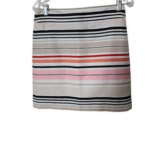 Ann Taylor Loft Multistripe Skirt Modern Office Preppy Pencil Skirt Tailored 0